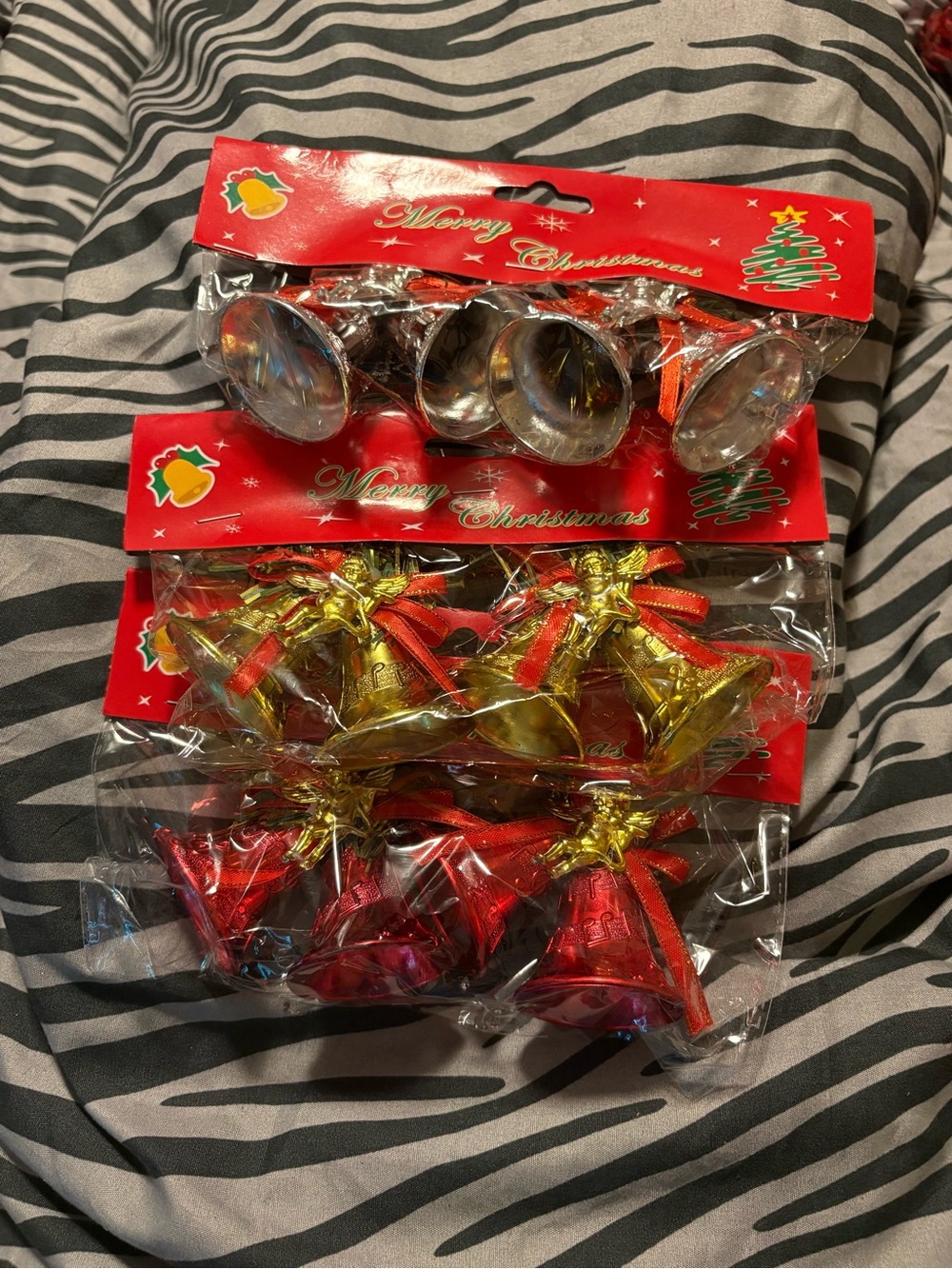 Christmas Decorative Bells Set - Red and Gold
